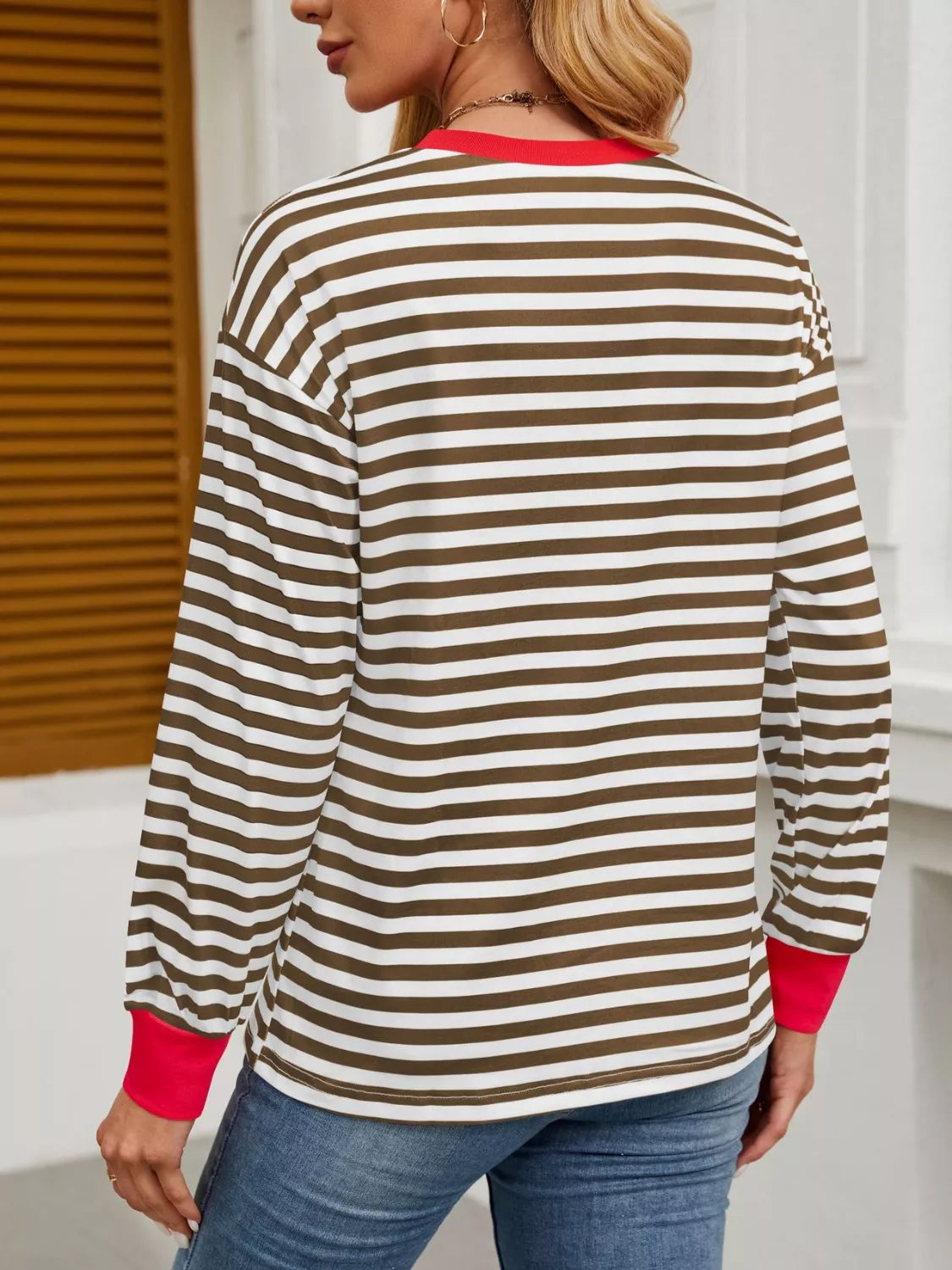 Sarah Express Women's Striped Long Sleeve Casual T-Shirt