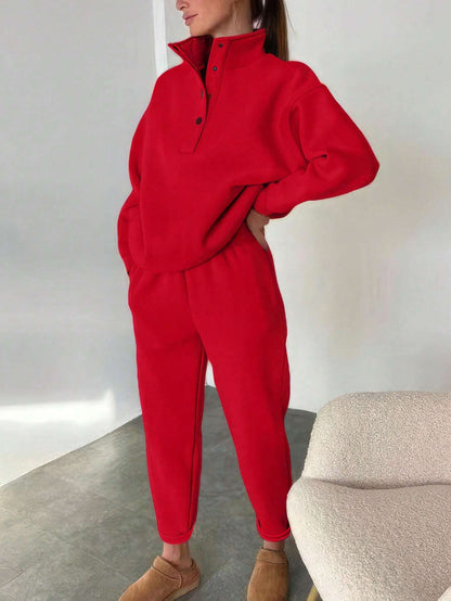 Sarah Express Women's Oversized Hoodie and Jogger Set - 2 Piece Tracksuit Lounge Wear Red