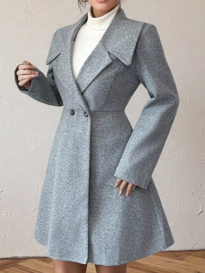 Sarah Express Women's Double-Breasted Wool Blend Coat Gray