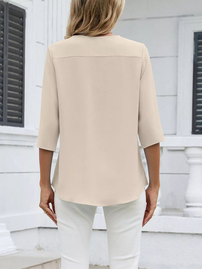 Sarah Express Women's V-Neck 3/4 Sleeve Blouse