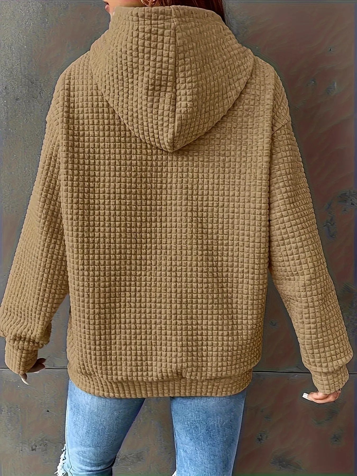 Sarah Express Women's Textured Knit Drawstring Hoodie