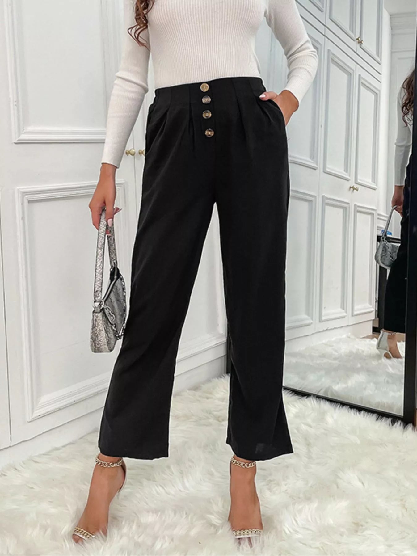 Sarah Express Women's High Waist Wide Leg Pants