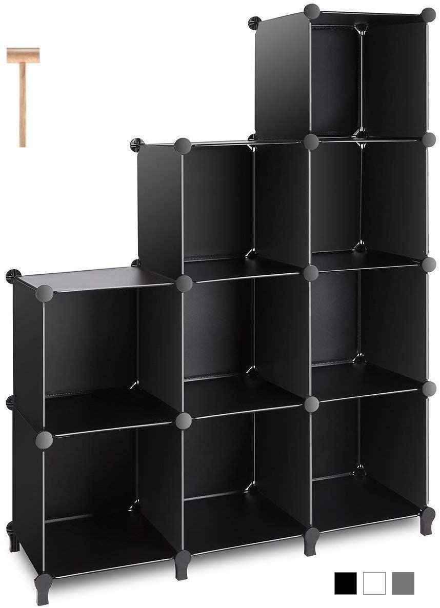 Sarah Express Modular Plastic Storage Organizer Rack - Multi-Grid Cube Shelving System 9 Grid