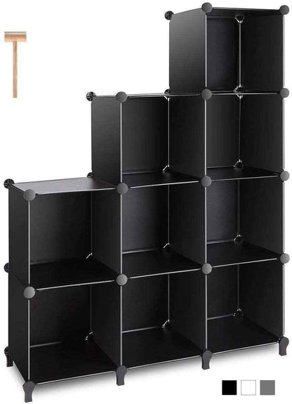 Sarah Express Modular Plastic Storage Organizer Rack - Multi-Grid Cube Shelving System 9 Grid