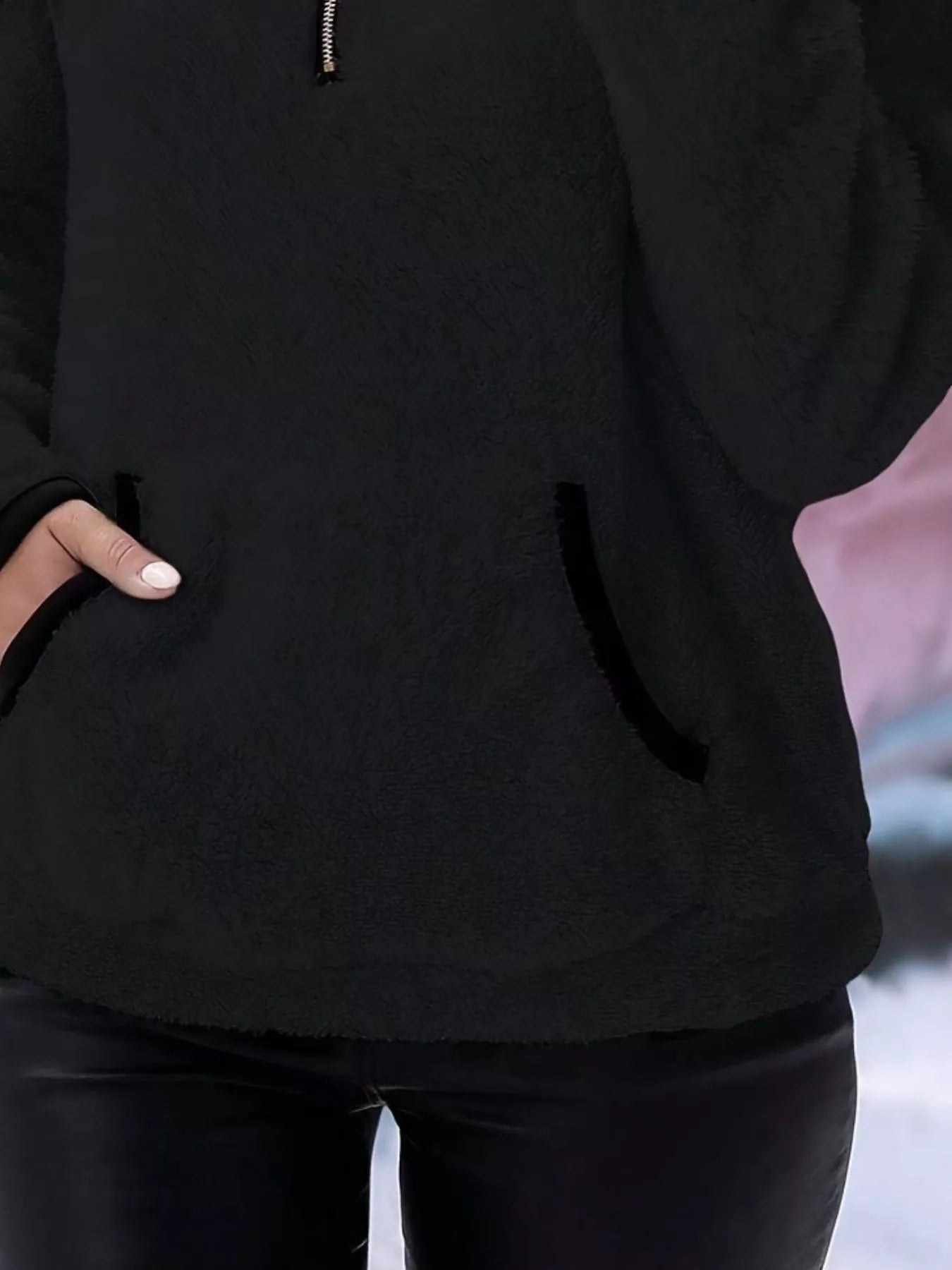 Sarah Express Women's Cozy Fleece Quarter Zip Long Sleeve Sweatshirt