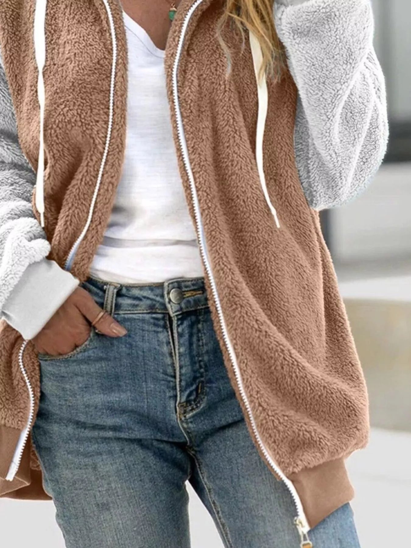 Sarah Express Women's Fleece Zip-Up Hooded Jacket