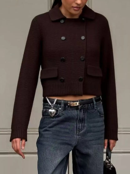 Sarah Express Women's Double-Breasted Knit Cardigan