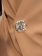 Sarah Express Women's Plus Size Wrap Front Blouse with Decorative Button Detail