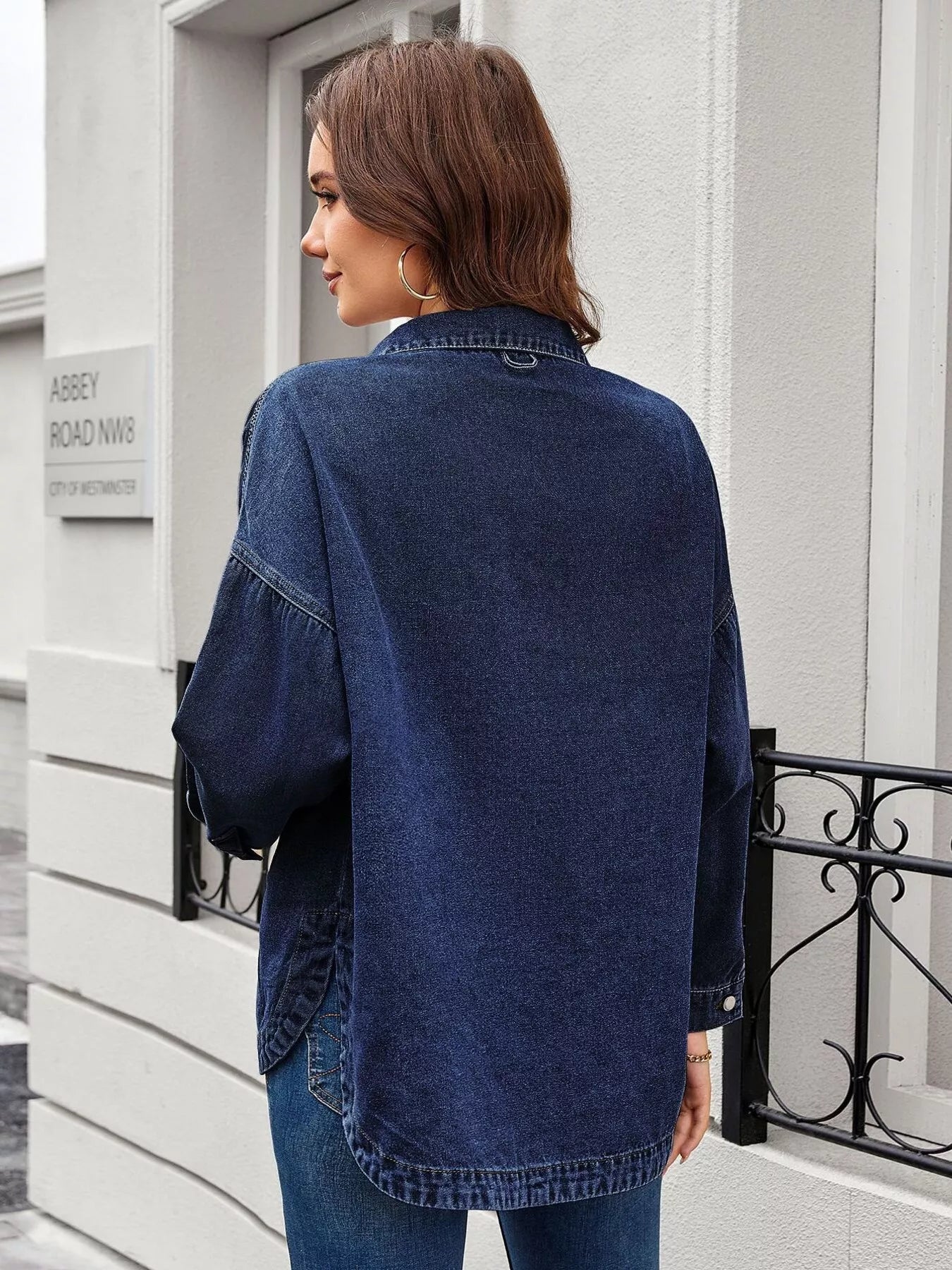 Sarah Express Women's Vintage Wash Button-Down Denim Jacket