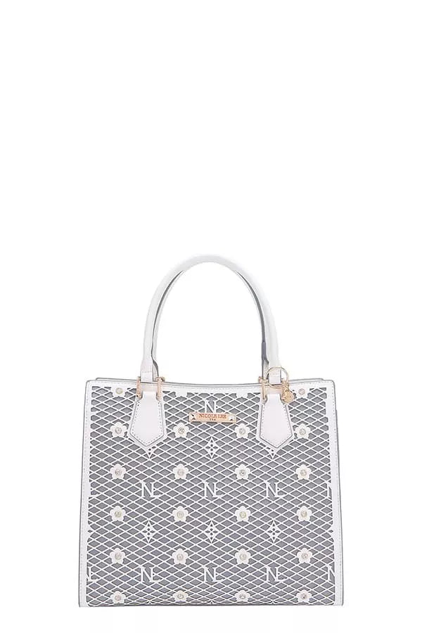 Sarah Express Women’s Structured Monogram Print Tote Bag Vegan Leather