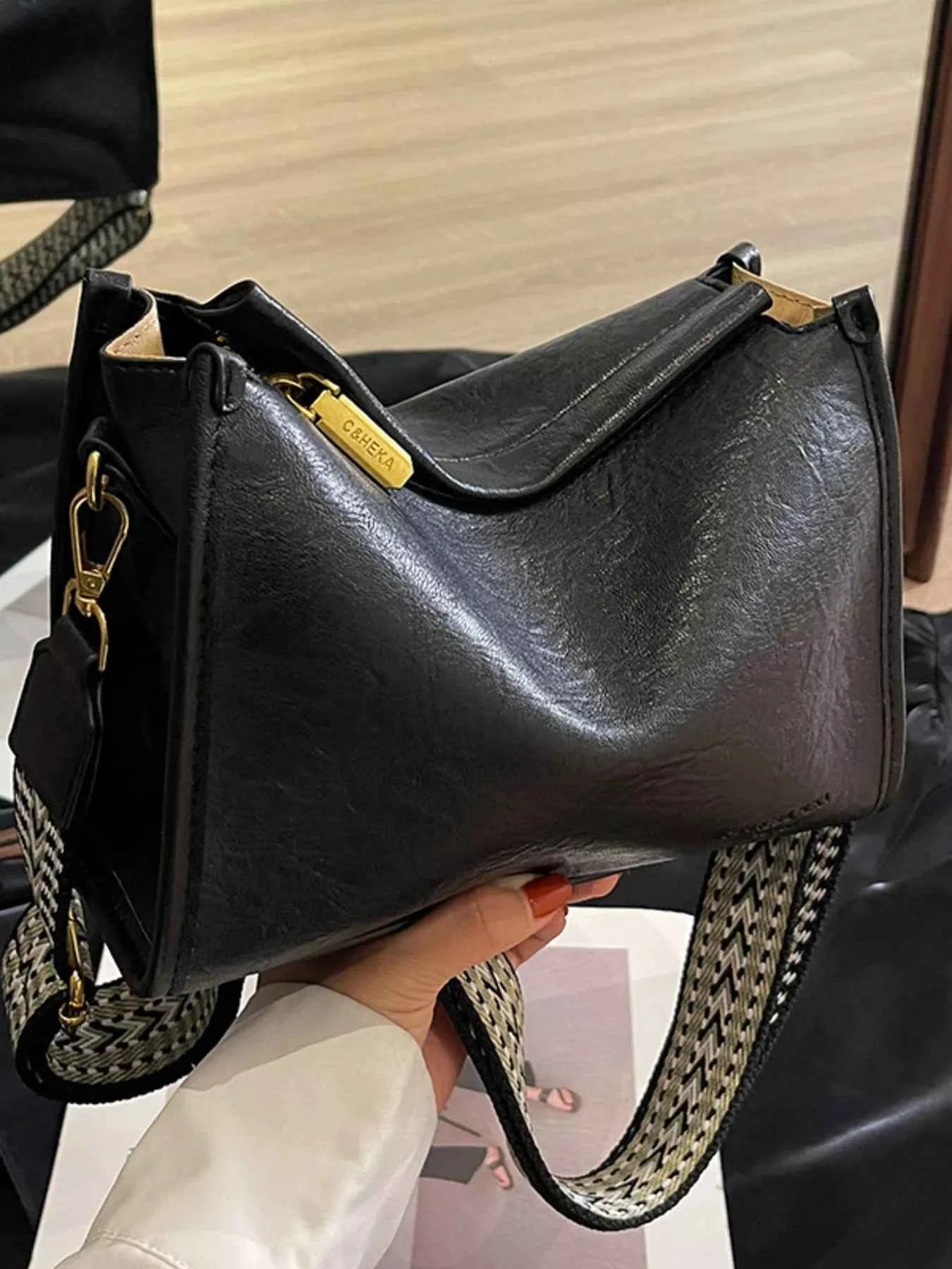 Wide Strap Crossbody Bag