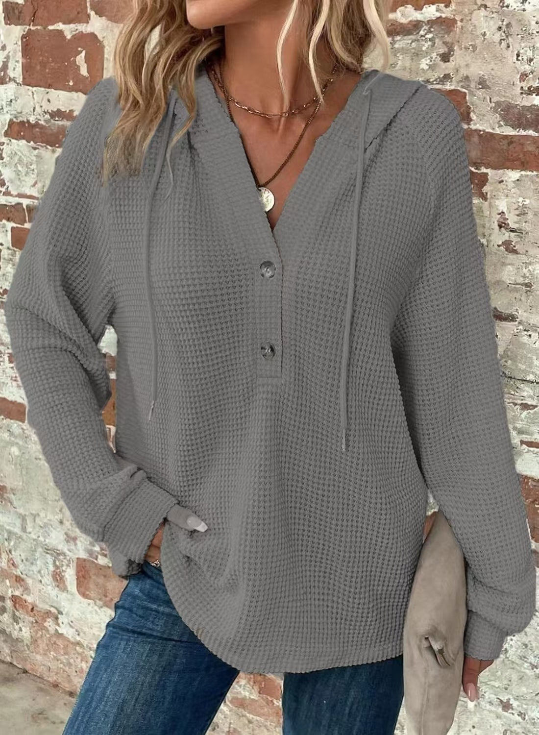 Sarah Express Women's V-Neck Long Sleeve Pullover Sweater Loose Fit Casual