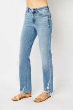 Sarah Express Women’s Plus Size High Rise Heavy Destroy Straight Jeans
