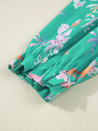 Sarah Express Women's Floral Lantern Sleeve Button Front Shirt