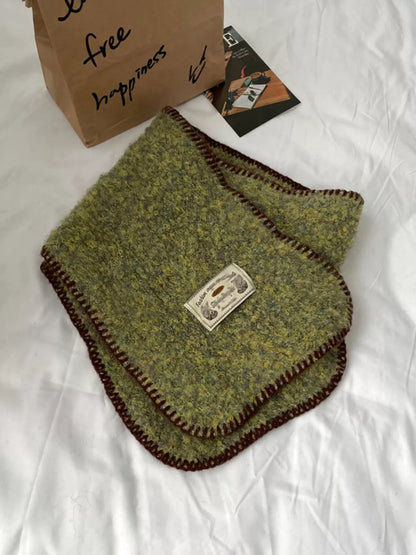 Sarah Express Women's Contrast Trim Plush Winter Scarf - Soft Warm Long Scarf Green ONESIZE