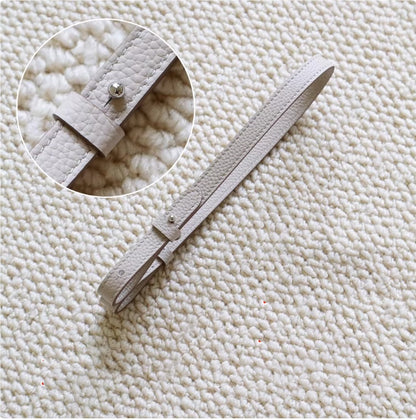 Sarah Express Genuine Leather Bag Strap Replacement – Adjustable Spaghetti Shoulder Strap with Gold & Silver Stud Detail Glacier white with silver