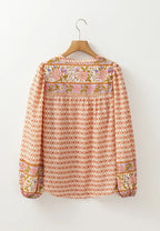 Sarah Express Women's Printed Button Down Long Sleeve Shirt