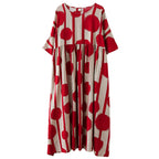 Sarah Express Printed Cotton Blend Short Sleeve Dress Loose Fit One Size