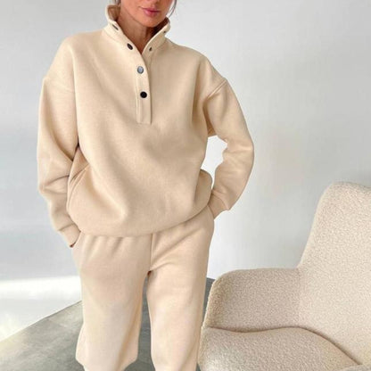 Sarah Express Women's Oversized Hoodie and Jogger Set - 2 Piece Tracksuit Lounge Wear Beige