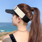Sarah Express Women's Letter Print Sun Visor Adjustable Topless Hat UV Protection