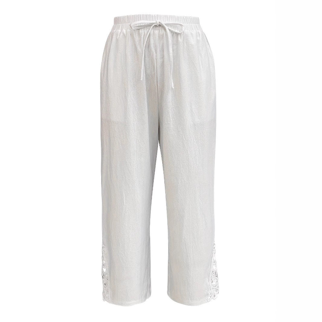 Sarah Express Women's Mid-Rise Straight Leg Baggy Trousers Casual Pants