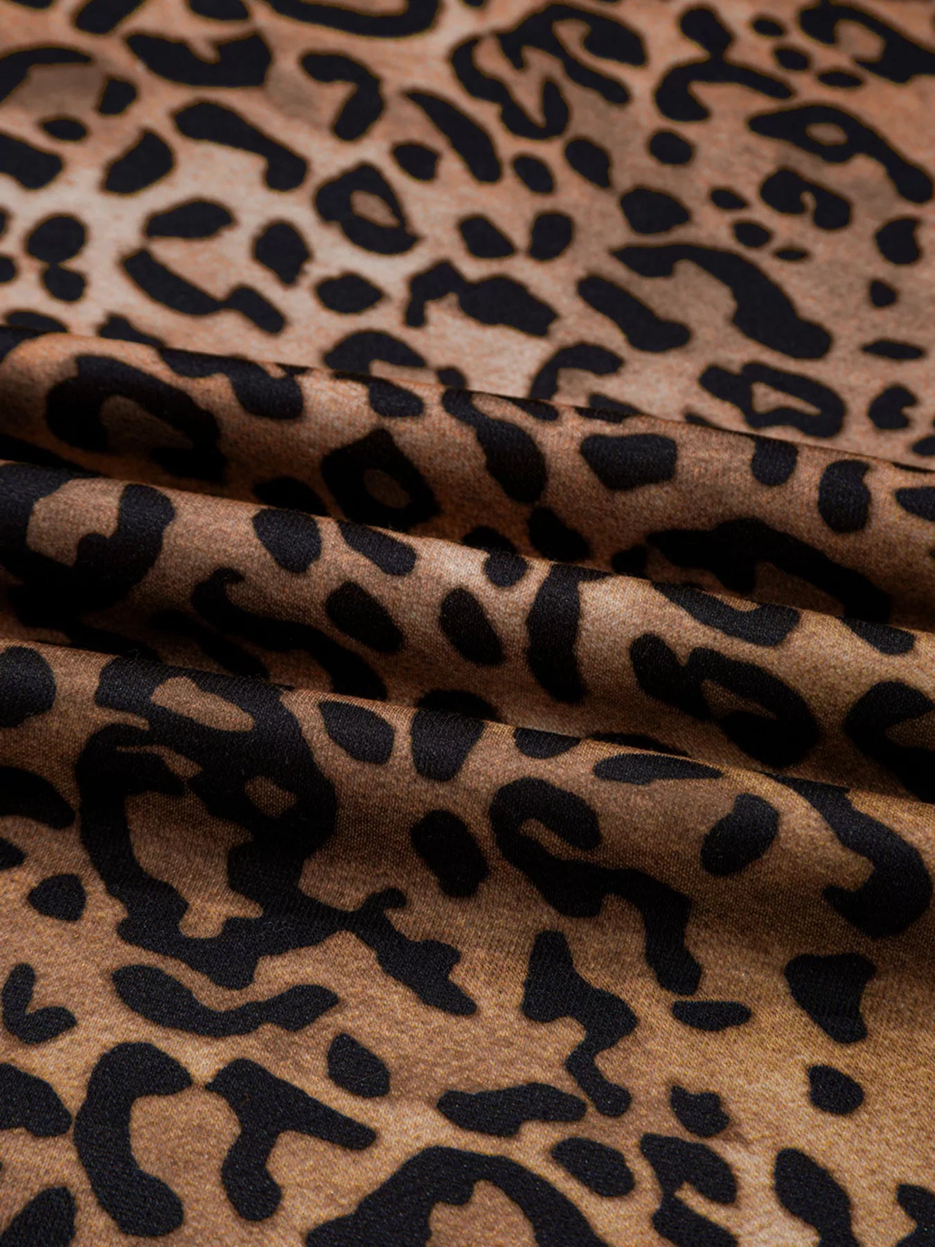 Sarah Express Women's Leopard Print Contrast Trim Long Sleeve Top and Pants Set