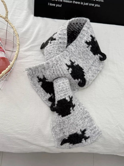 Sarah Express Women's Knitted Contrast Pattern Warm Scarf Light Gray ONESIZE