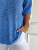 Sarah Express Women's Relaxed Fit Ribbed Hem Sweater Plus Size