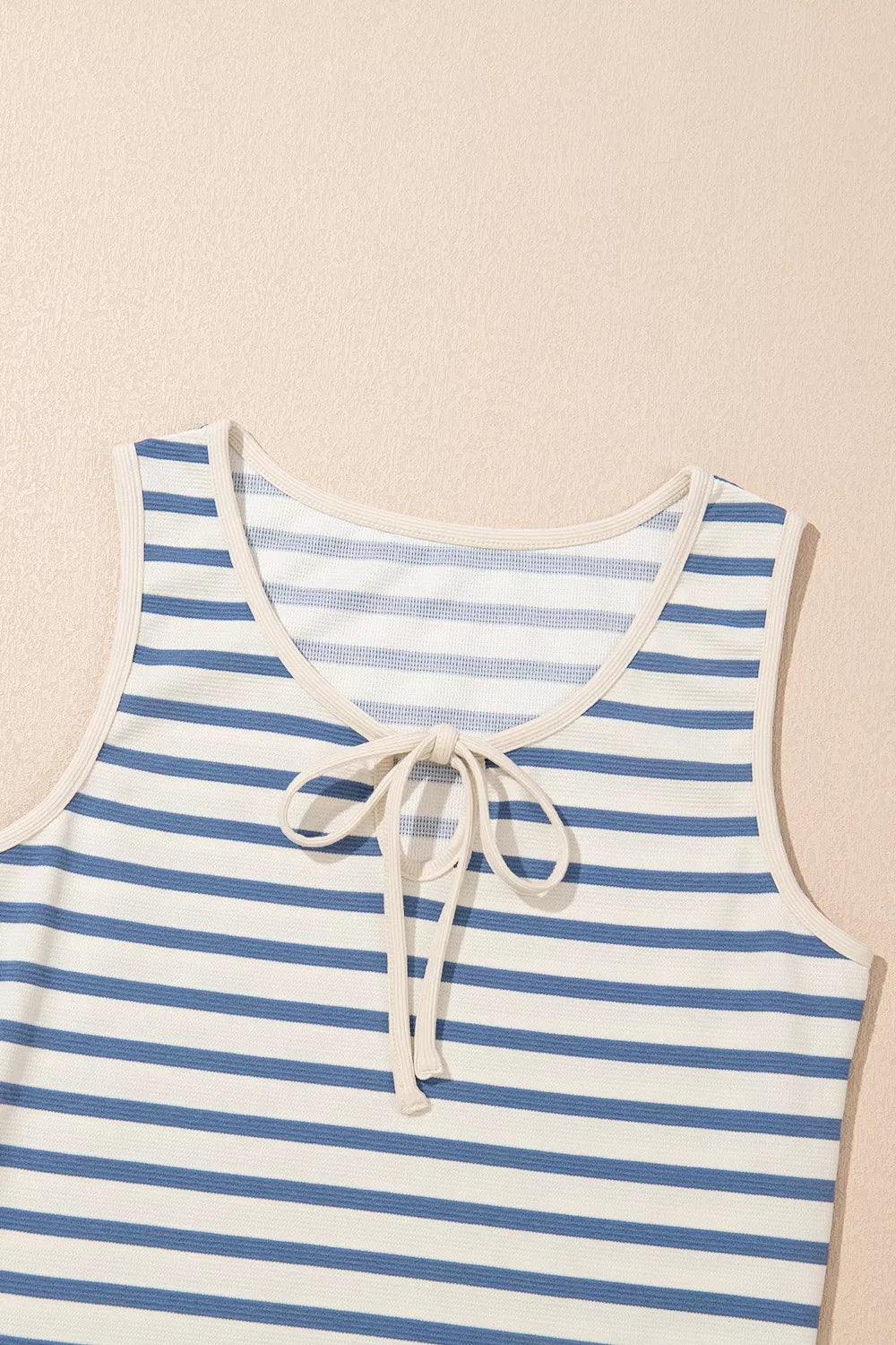 Sarah Express Women's Stripe Tie V Neck Sleeveless Side Slit Midi Dress