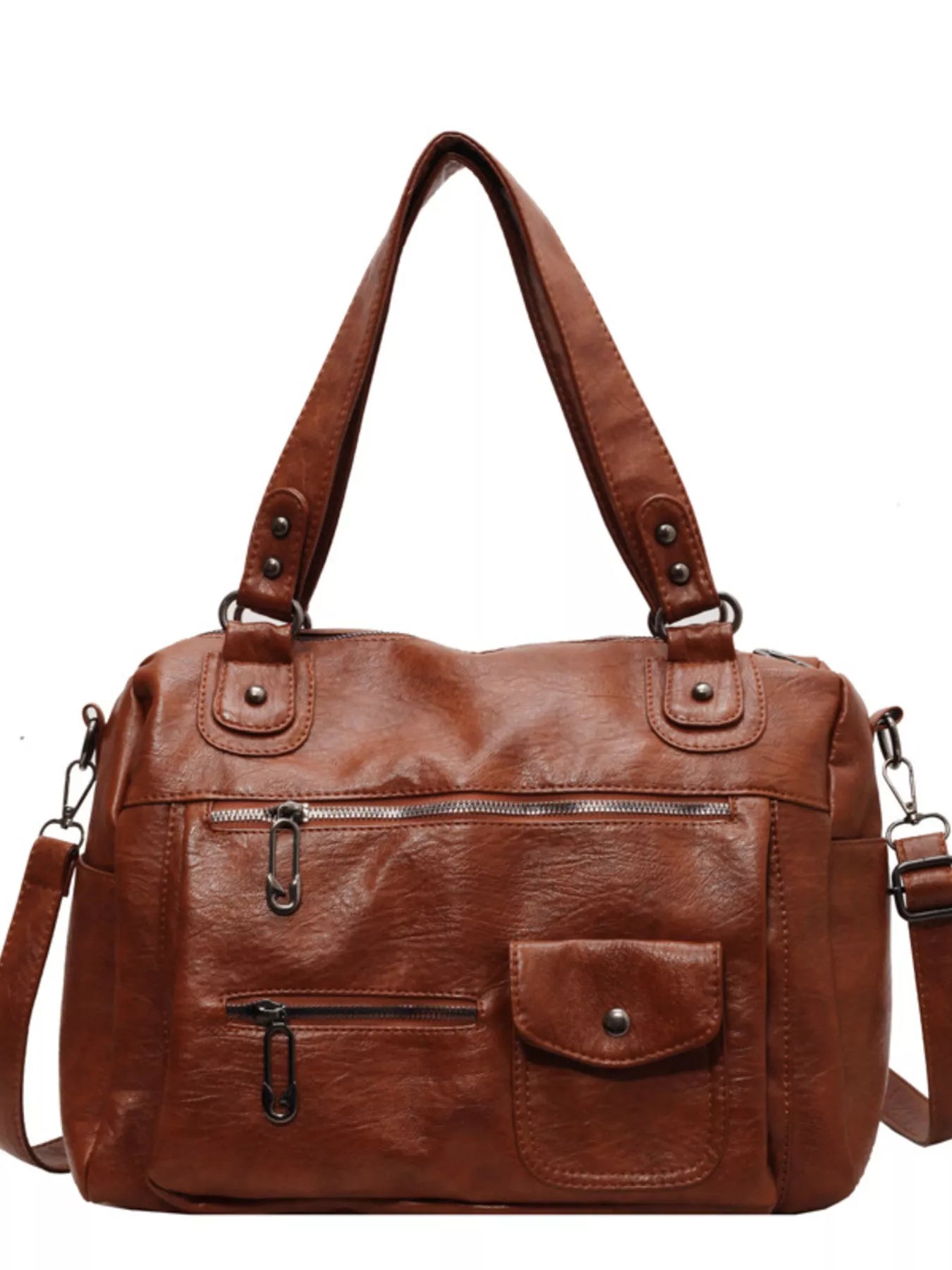 Sarah Express Women's Vintage Multi-Pocket Crossbody Bag - PU Leather Shoulder Bag