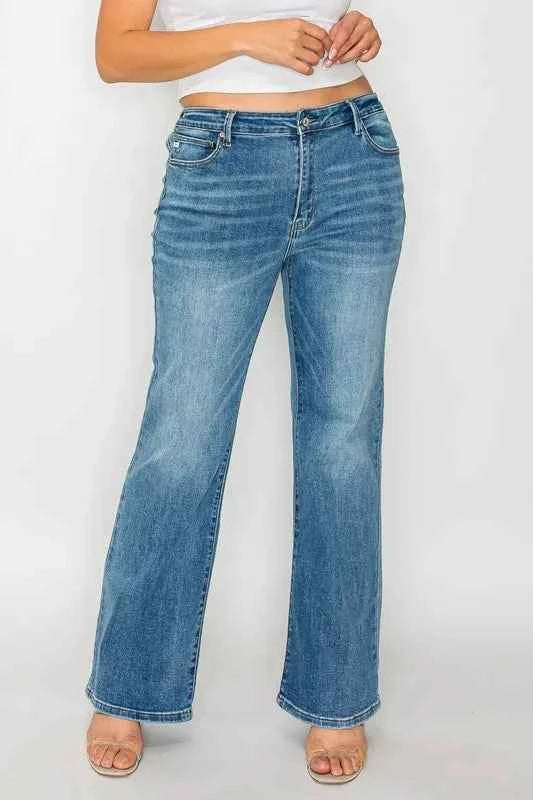 Sarah Express Women's Cat's Whiskers Mid Rise Bootcut Jeans - Stretch Denim