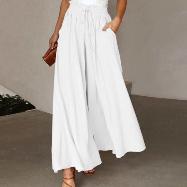 Sarah Express High Waist Wide Leg Dress Pants Elastic Waistband Full Length Trousers