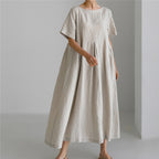 Sarah Express Women's Loose Fit Round Neck Maxi Dress A-Line Pullover