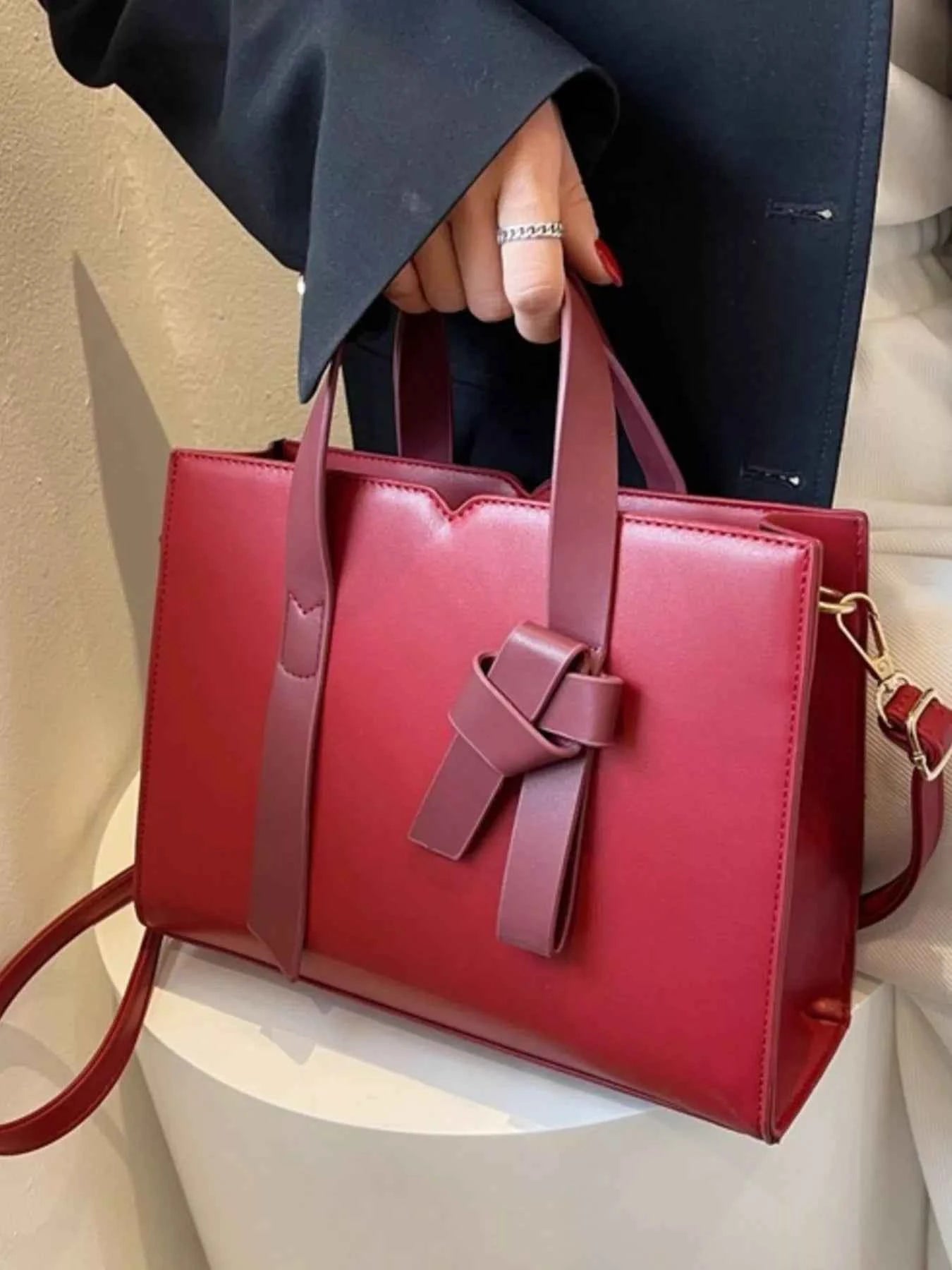 Sarah Express Women's Faux Leather Tote Bag - Medium PU Leather Shoulder Bag