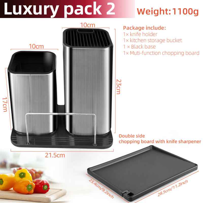 Sarah Express Stainless Steel Knife Holder Chopping Board Organizer with Drainable Storage 8inchknifeholderbarrel