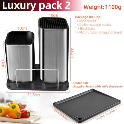 Sarah Express Stainless Steel Knife Holder Chopping Board Organizer with Drainable Storage 8inchknifeholderbarrel