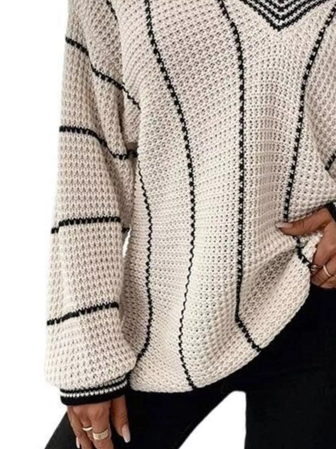 Sarah Express Women's V-Neck Textured Knit Sweater Plus Size