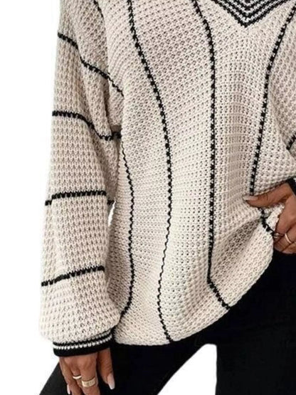 Sarah Express Women's V-Neck Textured Knit Sweater Plus Size