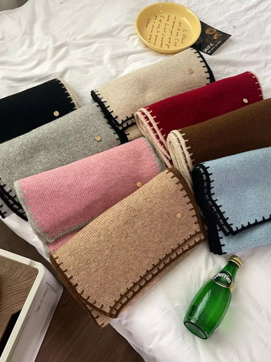 Sarah Express Women's Contrast Trim Knit Scarf