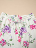 Sarah Express Women's Floral Print Round Neck Top and Drawstring Pants Lounge Set