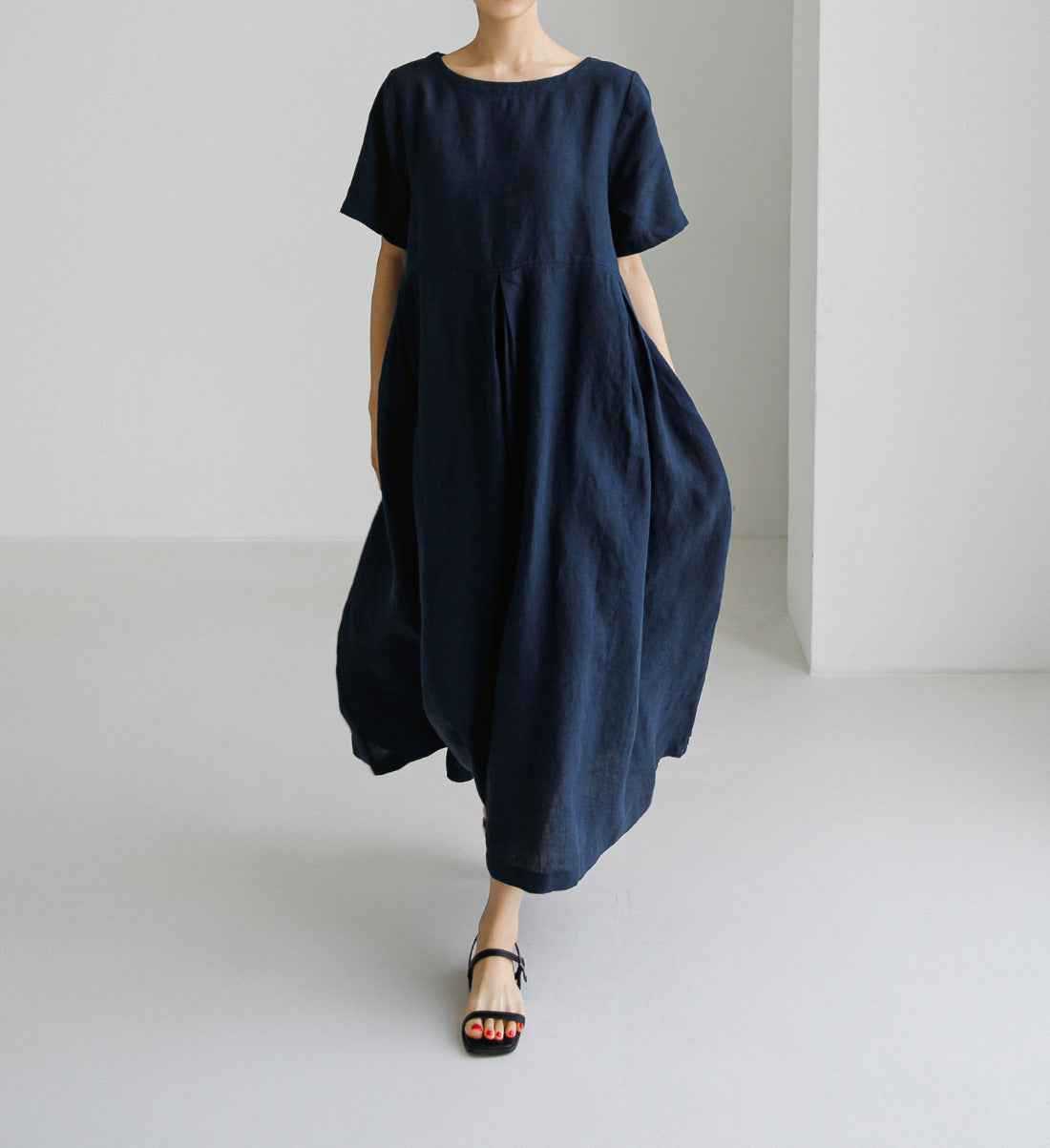 Sarah Express Women's Loose Fit Round Neck Maxi Dress A-Line Pullover
