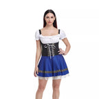 Sarah Express Women's French Maid Costume Halloween Dress Barmaid Uniform with Ribbon