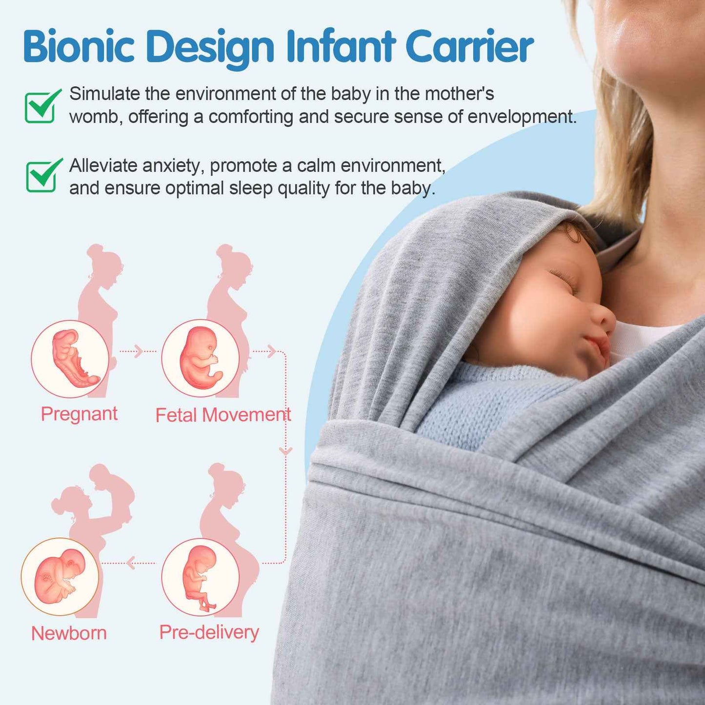 Sarah Express Multi-Functional Baby Carrier Front & Back Wrap - Ergonomic Infant Sling