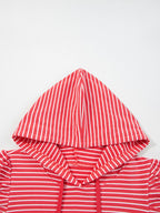 Sarah Express Women's Striped Puff Sleeve Hoodie with Drawstring