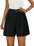 Sarah Express High Waist Wide Leg Casual Shorts Elastic Waistband Bermuda Length