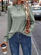 Trendsi Eyelet Long Sleeve Blouse
