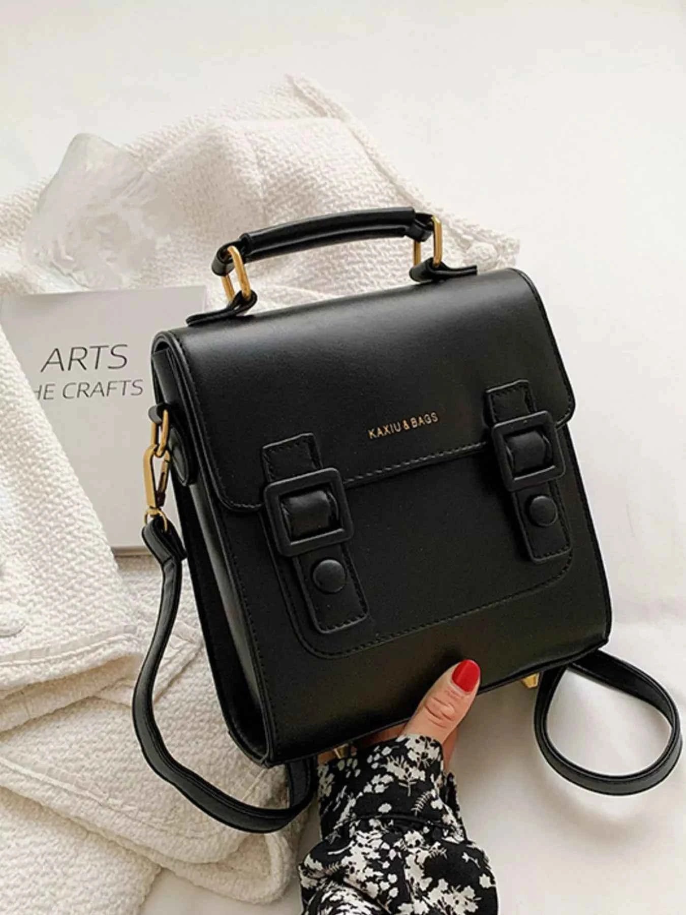 Double Buckle Square Backpack Bag