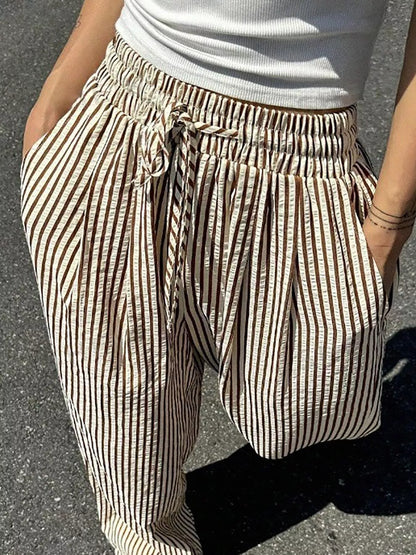 Sarah Express Women's Striped Wide Leg Pants Plus Size