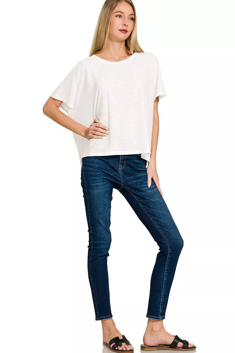 Sarah Express Women's Round Neck Short Sleeve T-Shirt - Relaxed Fit Casual Tee