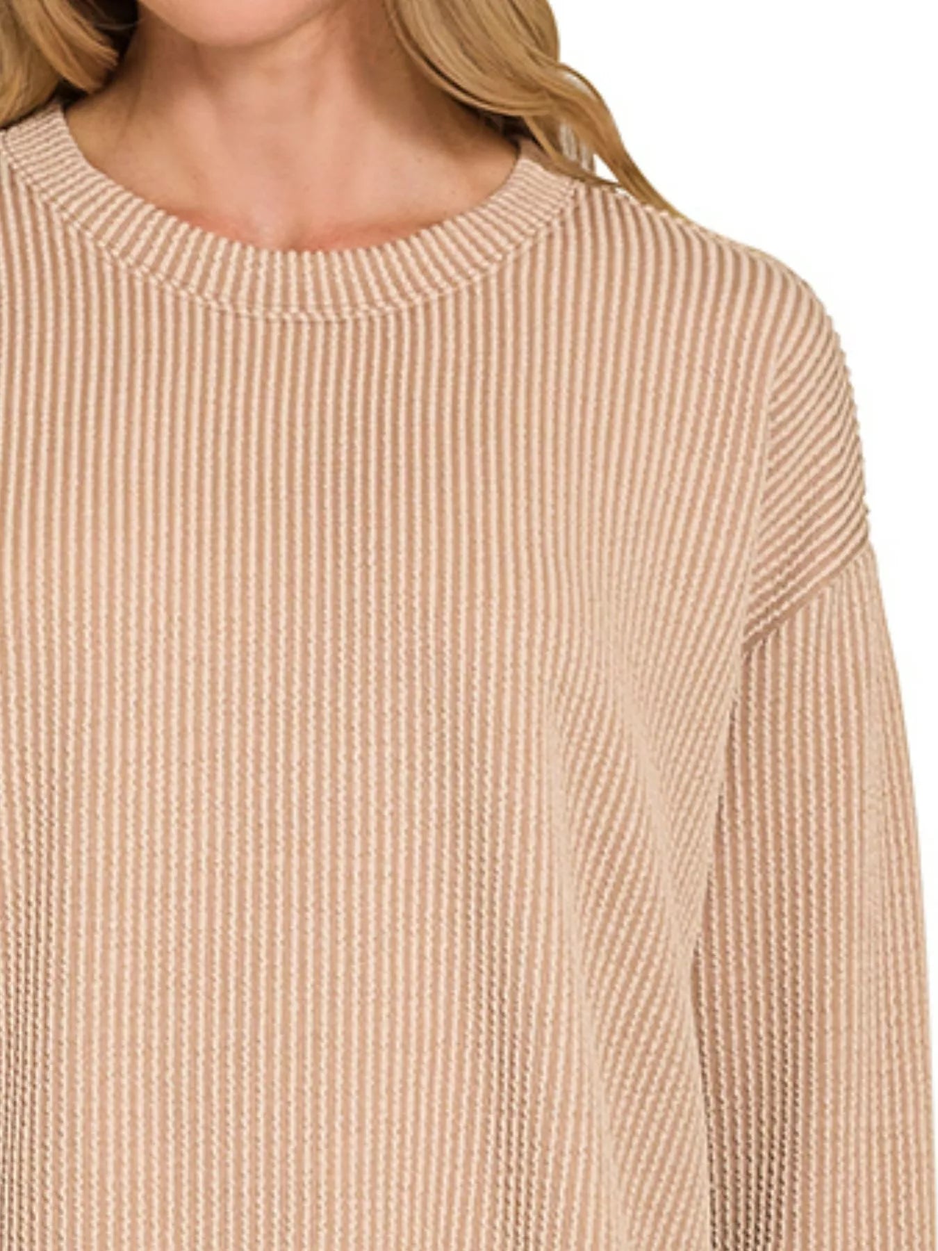 Sarah Express Women’s Corded Rib Lounge Set with Long Sleeve Tee and Shorts
